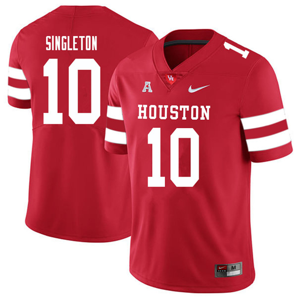 2018 Men #10 Raelon Singleton Houston Cougars College Football Jerseys Sale-Red - Click Image to Close
